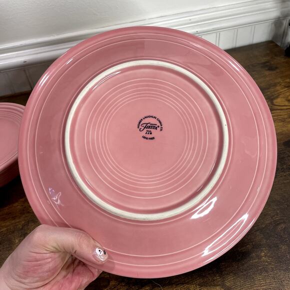 Fiesta Retired Rose Pink Dinner Plate Salad Plate Cereal Bowl Set Vintage 90s - Picture 8 of 9